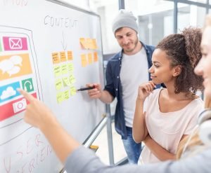people discussing about their content strategy plan